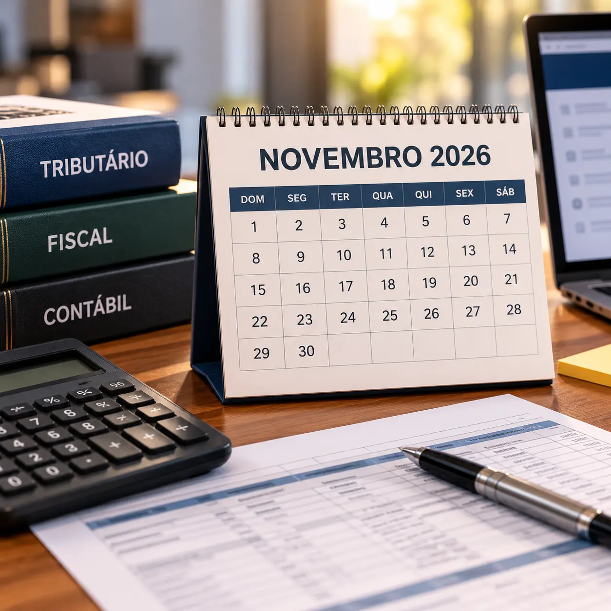 Confira a agenda tributária de novembro de 2026