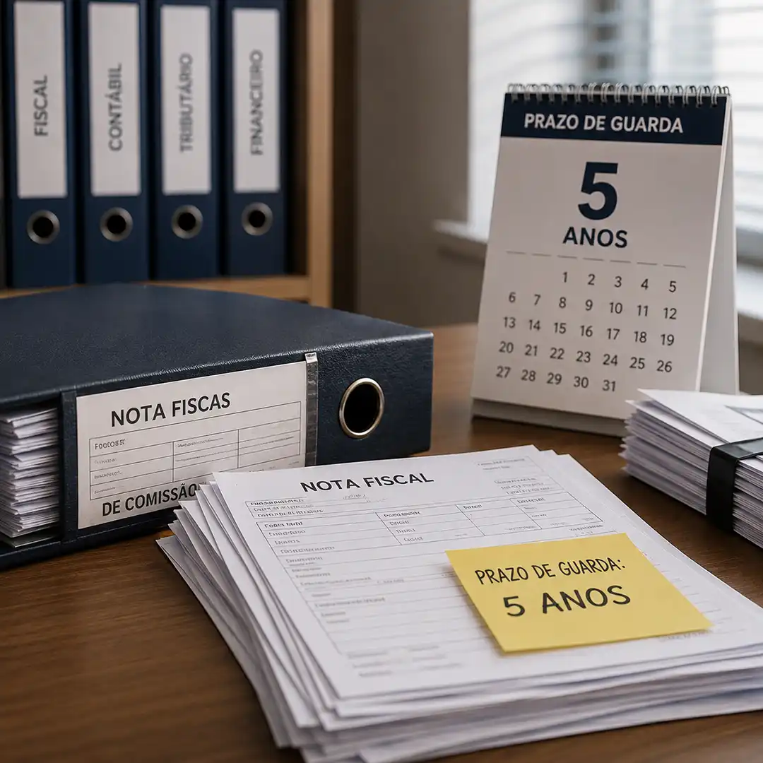 Qual o prazo para guardar notas fiscais e comprovantes de comissão?