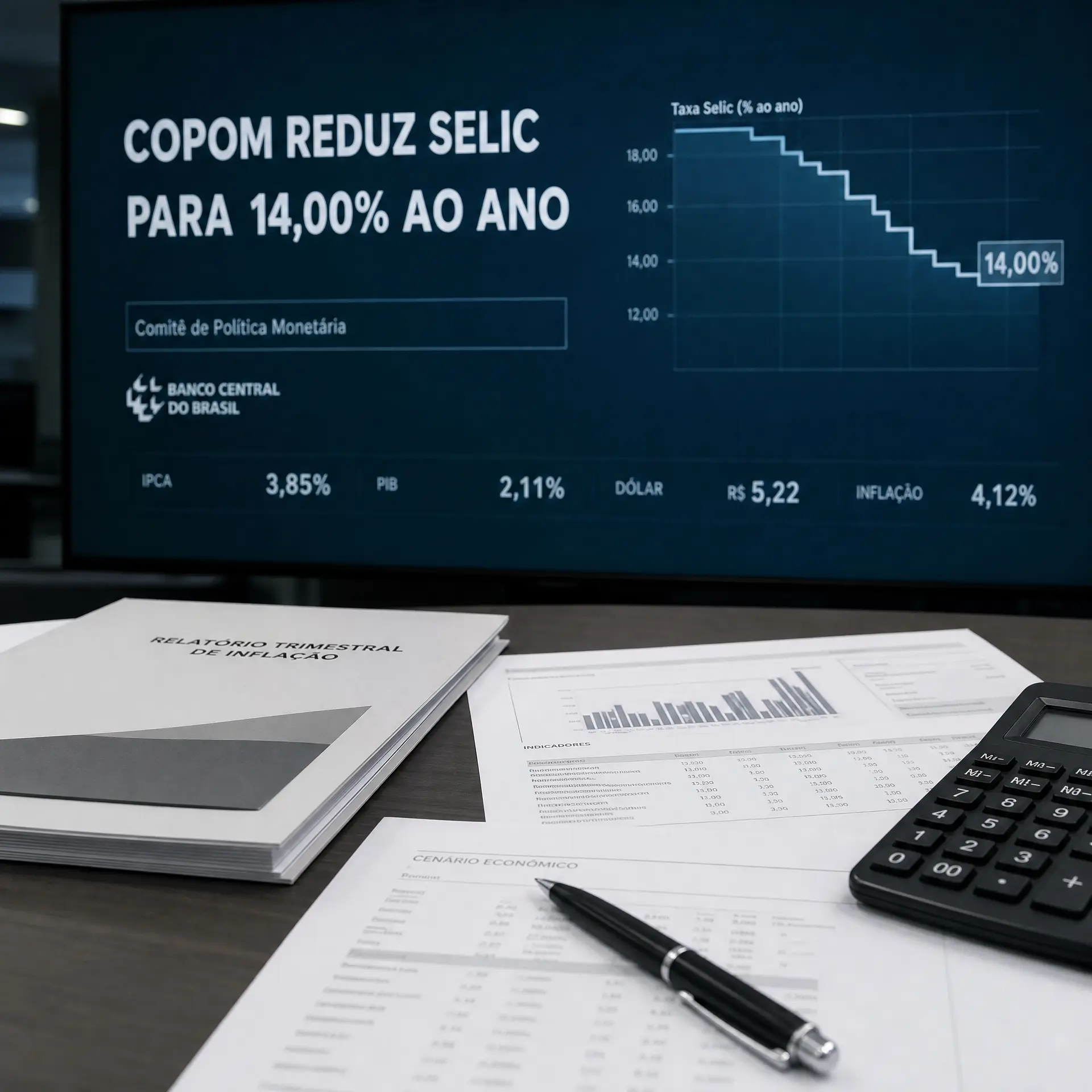 Em nova redução, Copom baixa taxa Selic para 14% ao ano