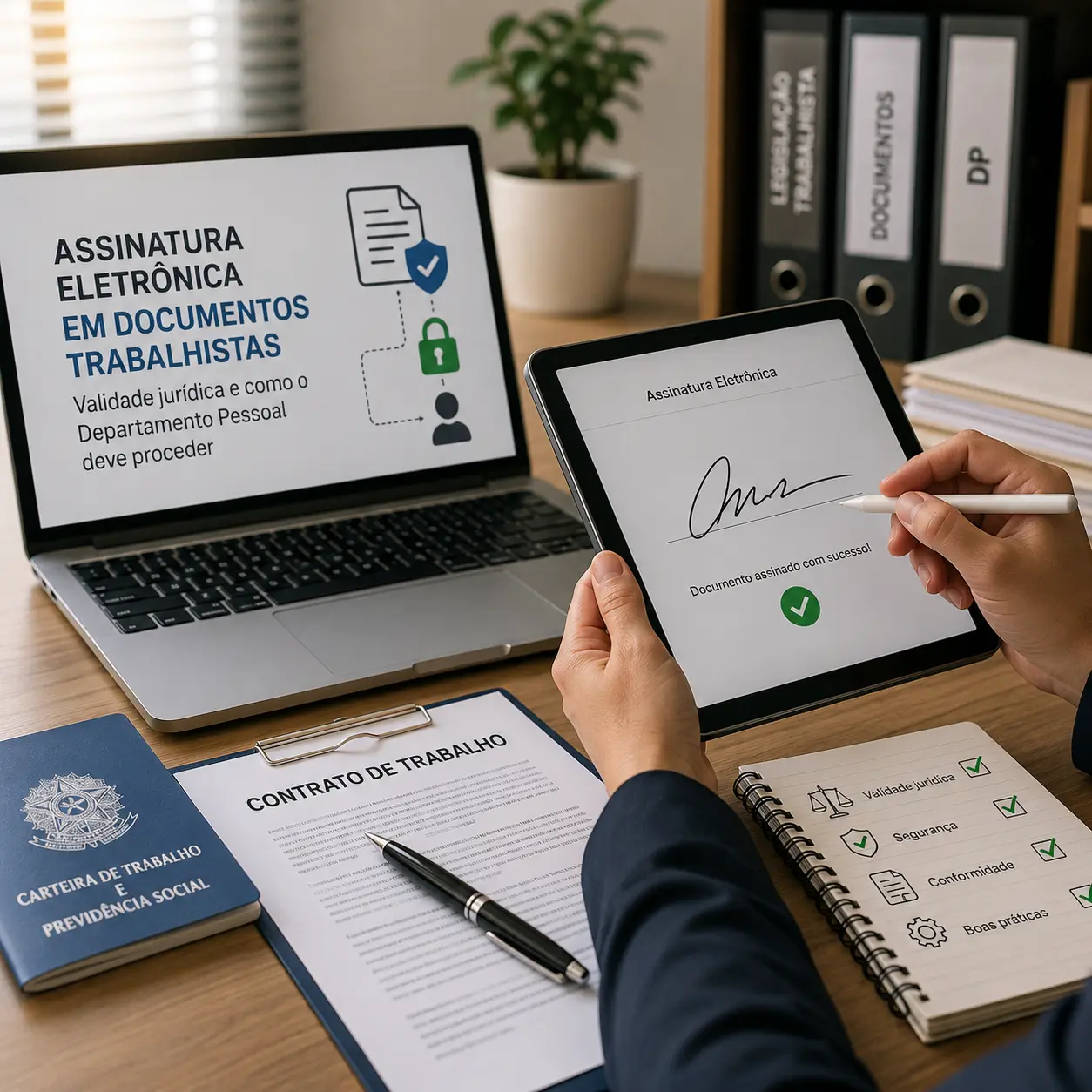 Assinatura eletrônica em documentos trabalhistas: validade jurídica e como o Departamento Pessoal deve proceder