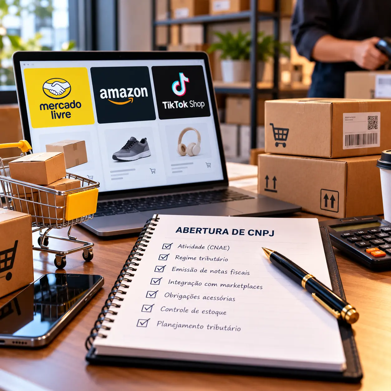 Cliente vai vender no Mercado Livre, na Amazon ou no TikTok Shop: o que o contador precisa definir na abertura do CNPJ