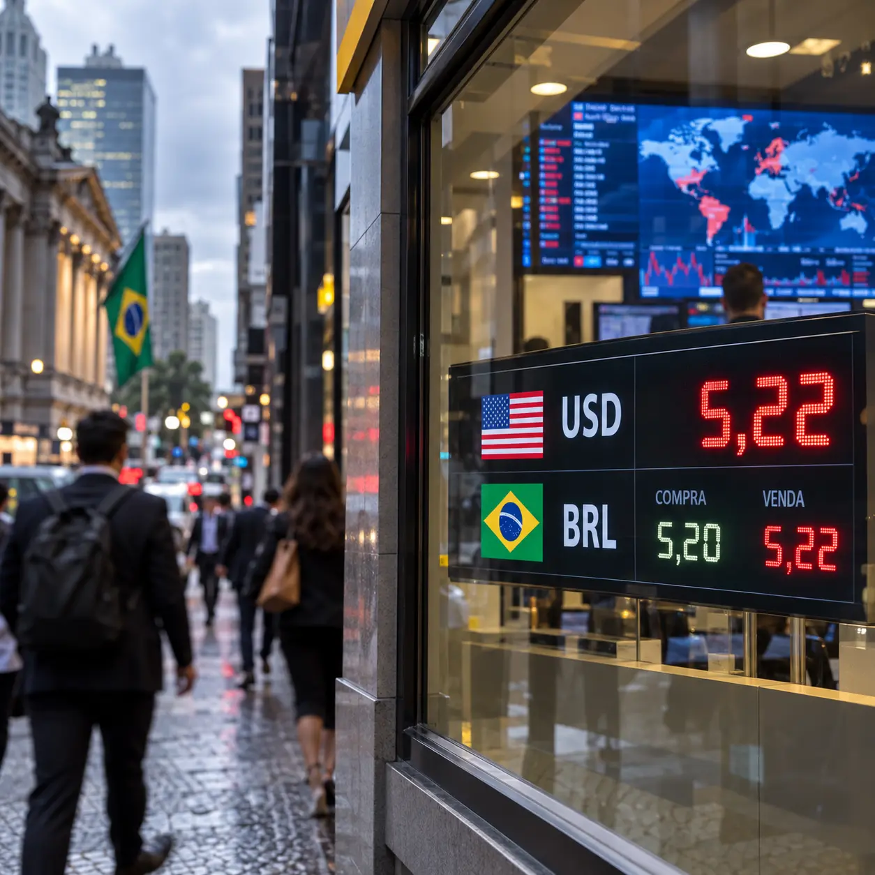 Dólar fecha acima de R$ 5,22 em dia de mal-estar global