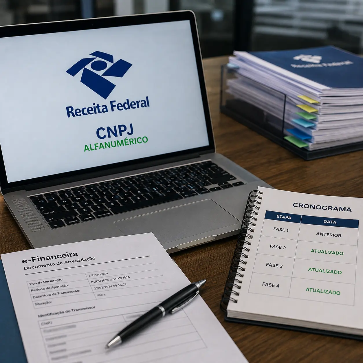 Receita Federal altera cronograma do CNPJ alfanumérico na e-Financeira