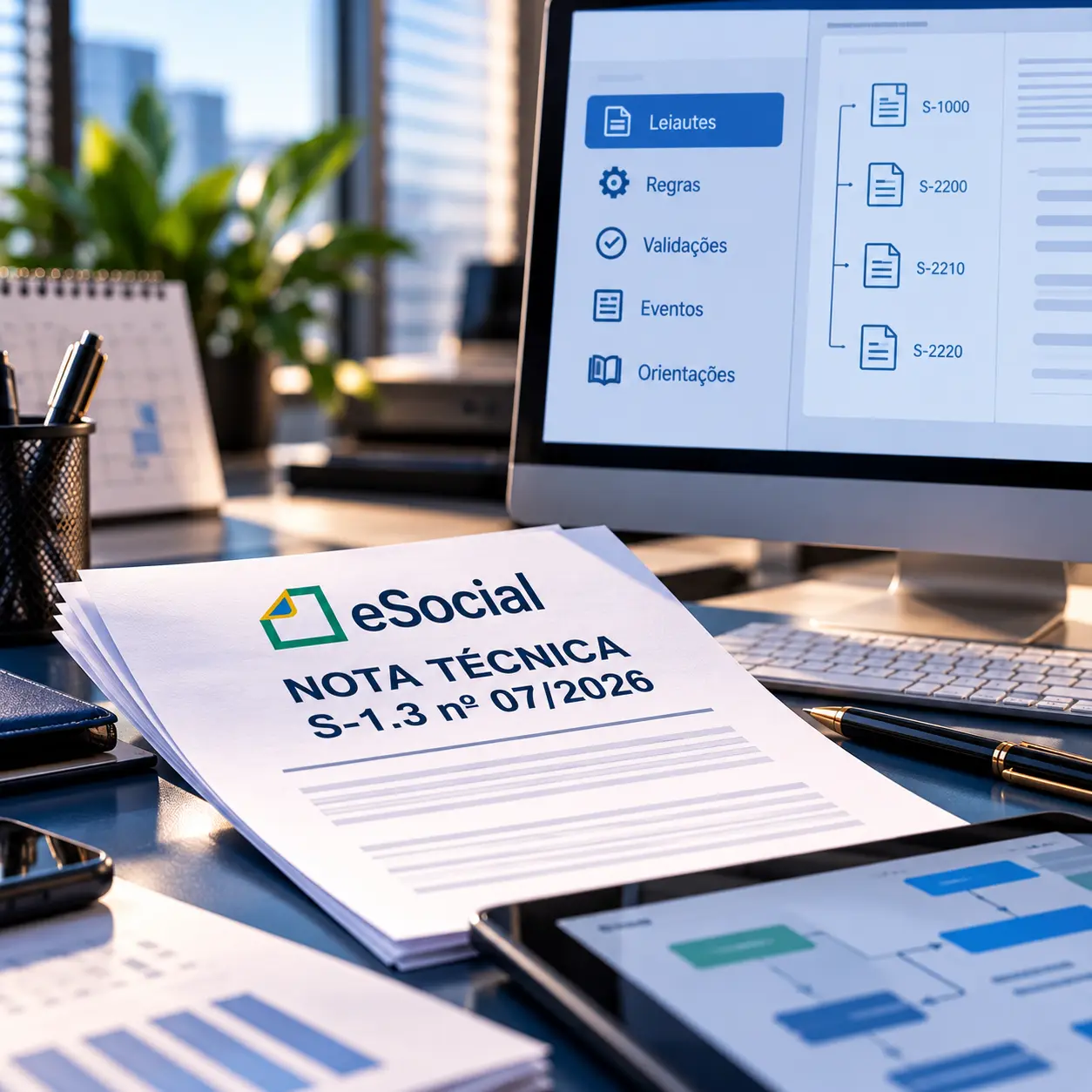 eSocial publica revisão da Nota Técnica S-1.3 nº 07/2026 com ajustes em leiautes e regras