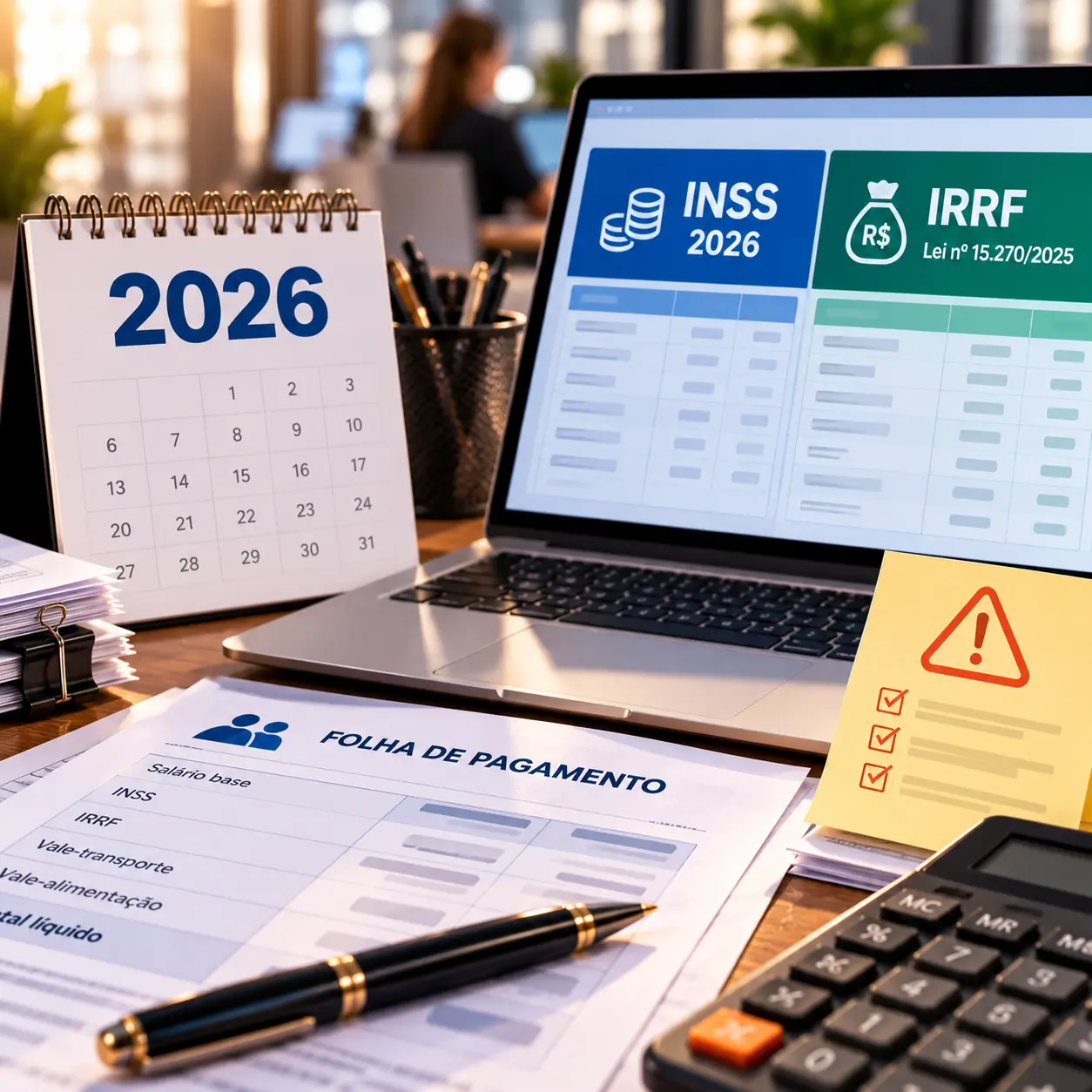 Tabela INSS 2026 e IRRF com a Lei nº 15.270/2025: os erros mais comuns na folha de pagamento
