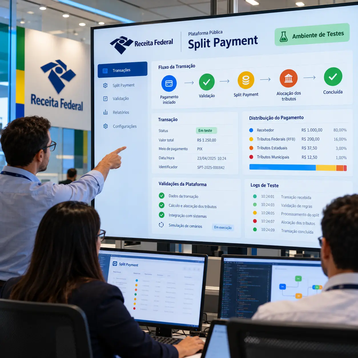 Receita Federal Comunica : Início da etapa de testes da Plataforma Pública do Split Payment.