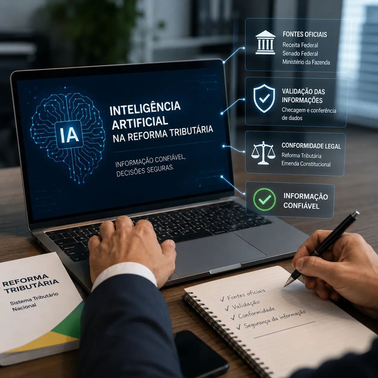 Inteligência artificial na Reforma Tributária exige uso de fontes oficiais e validação das informações
