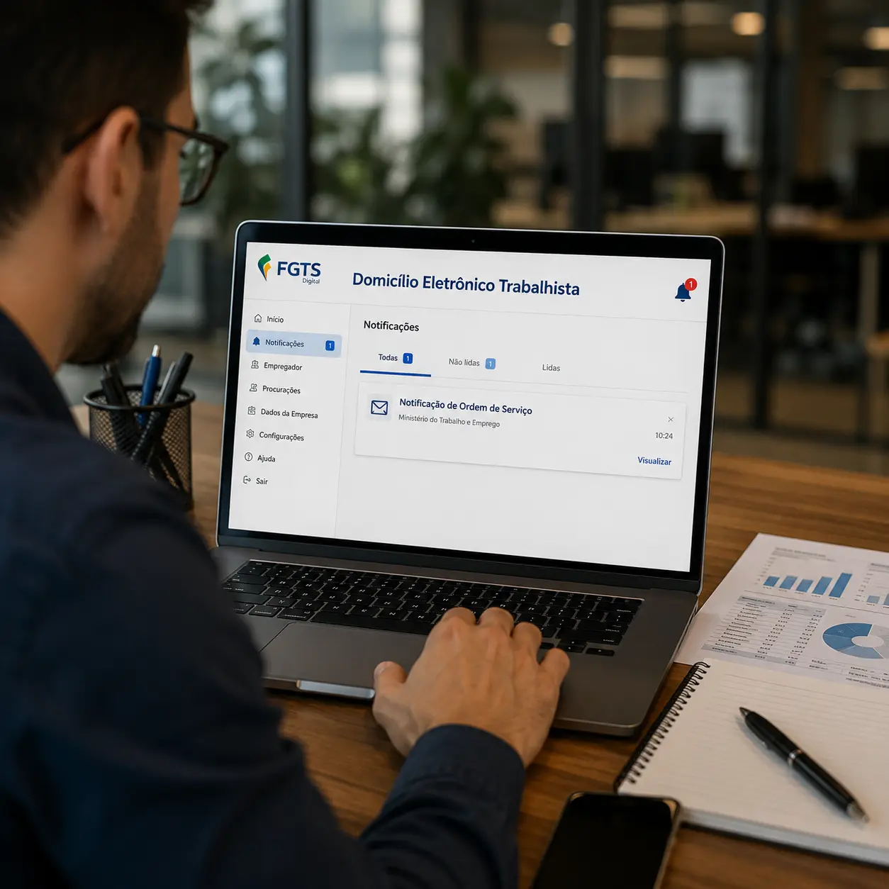 Empresas devem acompanhar notificações no Domicílio Eletrônico Trabalhista após reforço das ações do FGTS Digital