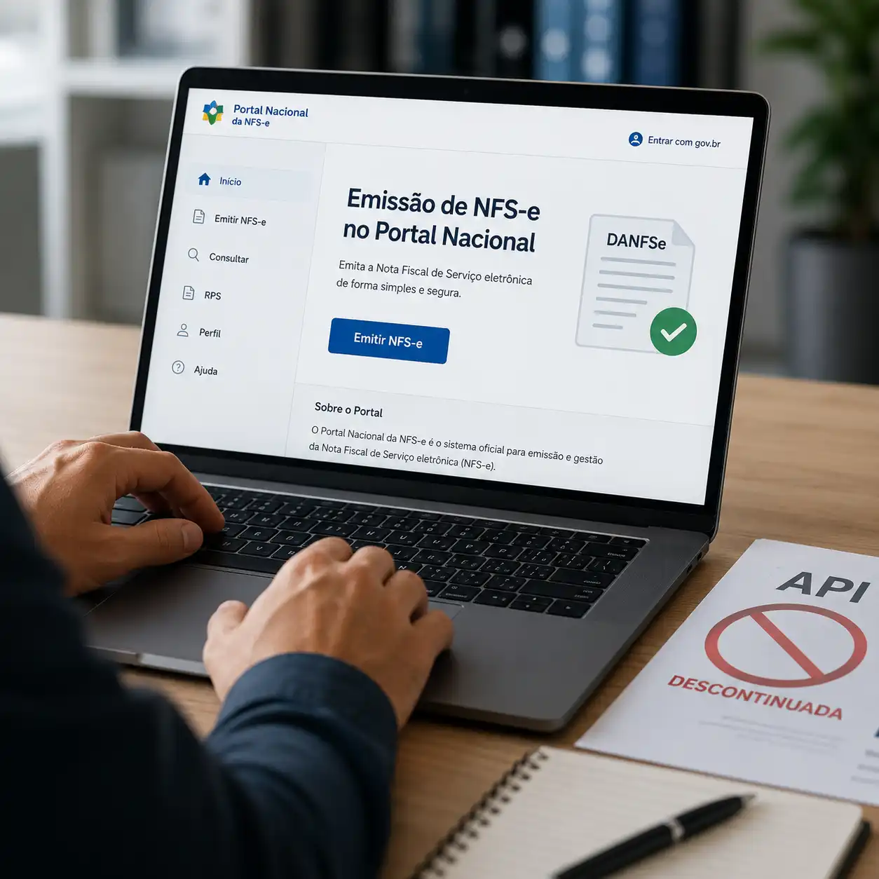 API de geração do DANFSe será descontinuada; emissão no Portal Nacional permanece