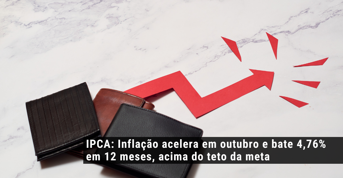 IPCA: Inflação acelera em outubro e bate 4,76% em 12 meses, acima do teto da meta