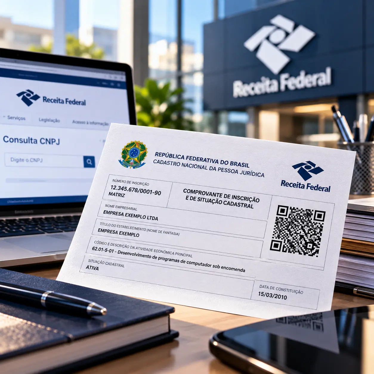 Receita aprova novo comprovante do CNPJ com QR Code e data de constituição