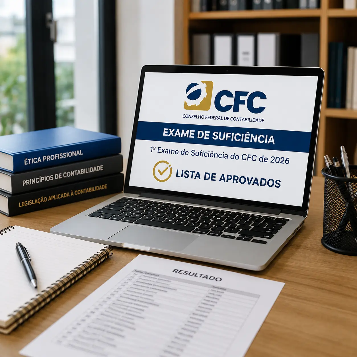 Sai a lista de aprovados no 1º Exame de Suficiência do CFC de 2026  