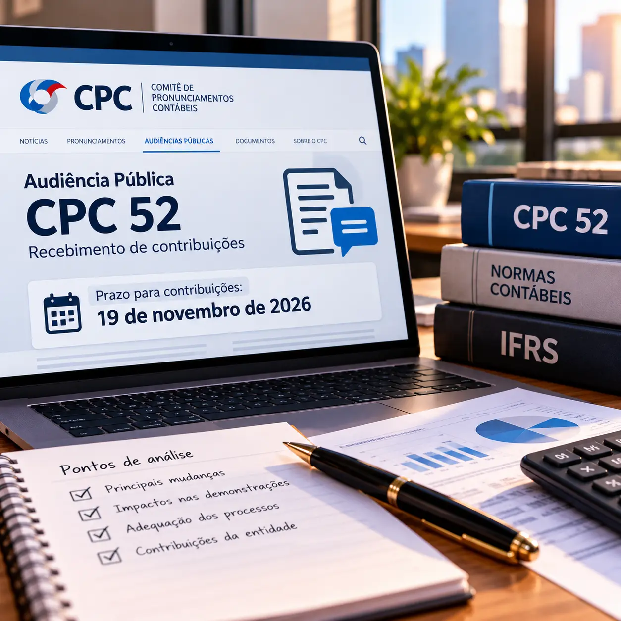 Audiência pública do CPC 52 recebe contribuições até 19 de novembro de 2026